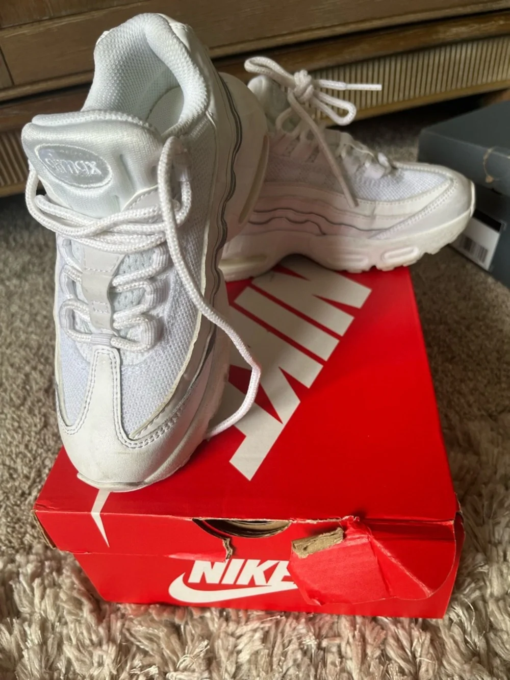 Nike White Kids' Air Max Mesh & Leather Sneakers